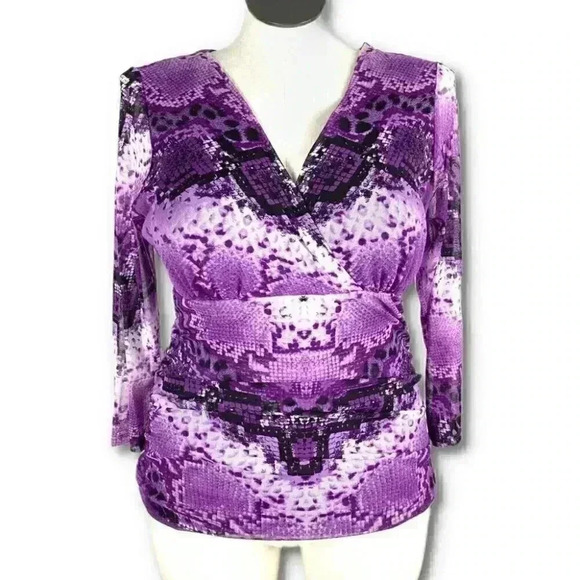 Vintage Tops - INC International concepts top size XL python faux wrap sheer vintage Y2k